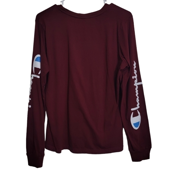 Champion Women's Reverse Weave Maroon Red Logo Long Sleeve Tee Large - Picture 1 of 4